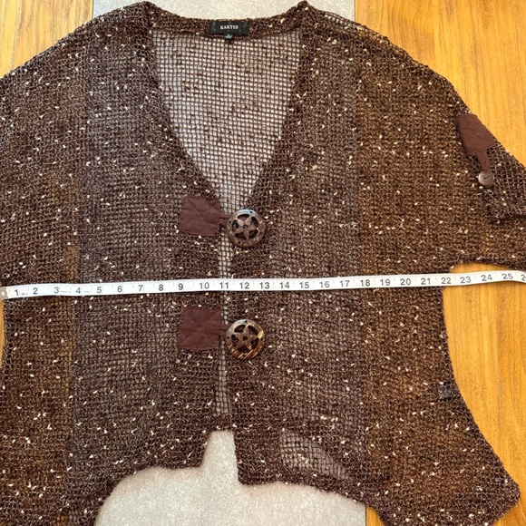 Kaktus Brown Bronze Open Knit Western Boho Cardigan Shrug Vintage Size Large - Picture 11 of 11